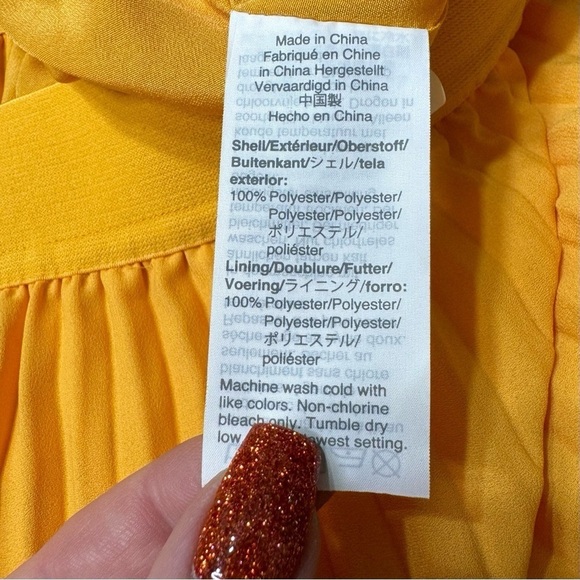 J. Crew Pleated High Rise Midi Skirt Elastic Waist Pull On Saffron Yellow Size 8 - Picture 10 of 11